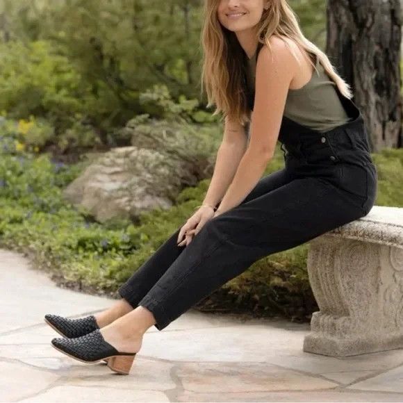 NEW Nisolo Women's Go To Woven Heeled Slip-On Mules Black Leather sz 7.5 - Picture 4 of 8